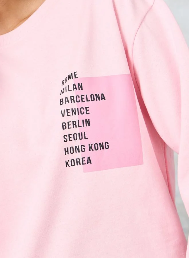 Styli Regular Fit Slogan Print Regular Length Sweatshirt