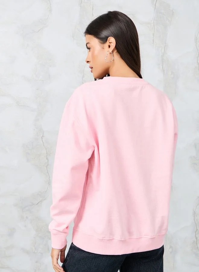 Styli Regular Fit Slogan Print Regular Length Sweatshirt