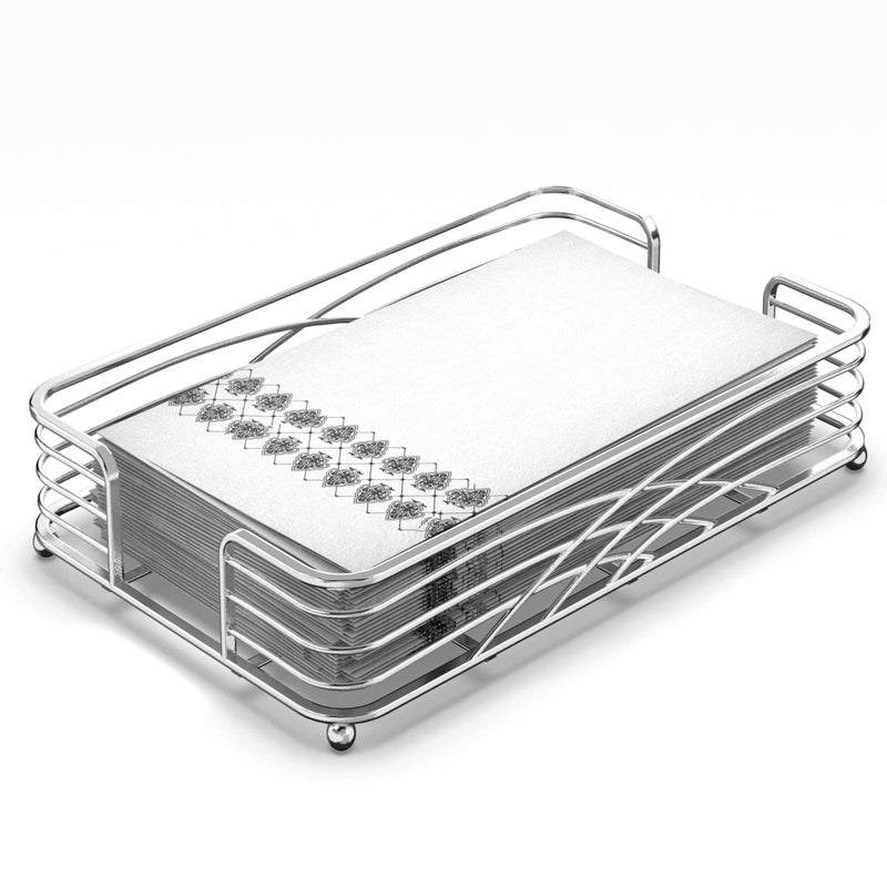 LEVIMETREE Silver Guest Towel Holder Tray for Bathroom - Hand Towel Holder for Bathroom, Disposable Paper Hand Towels Holder, Guest Towel Tray Perfect for Disposable Paper Hand Towels - Image 1