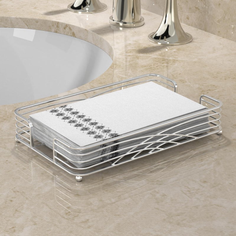 LEVIMETREE Silver Guest Towel Holder Tray for Bathroom - Hand Towel Holder for Bathroom, Disposable Paper Hand Towels Holder, Guest Towel Tray Perfect for Disposable Paper Hand Towels - Image 2