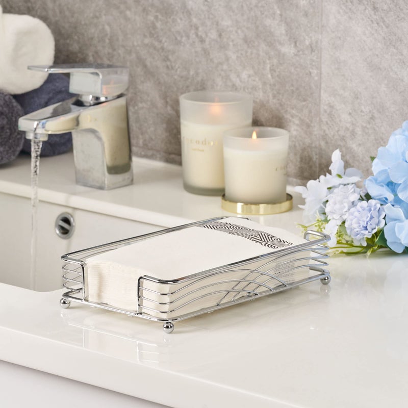 LEVIMETREE Silver Guest Towel Holder Tray for Bathroom - Hand Towel Holder for Bathroom, Disposable Paper Hand Towels Holder, Guest Towel Tray Perfect for Disposable Paper Hand Towels - Image 3