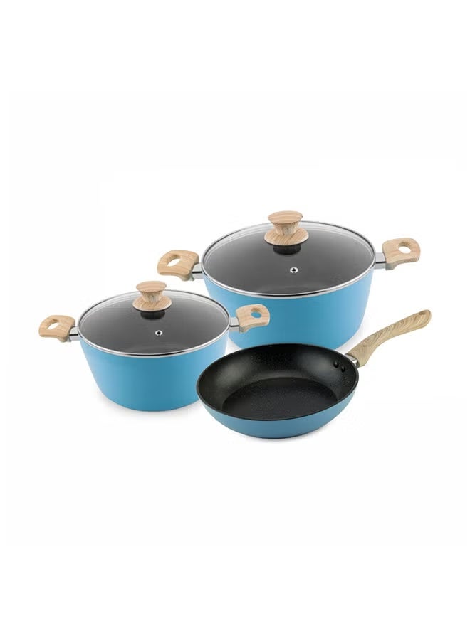 UCOOK UCOOK Culinara Forged Aluminium 5‑Piece Cookware Set – Blue (Model DF5691) | Induction Base | Non‑Stick PTFE/PFOA‑Free | Includes Lids  - Image 4