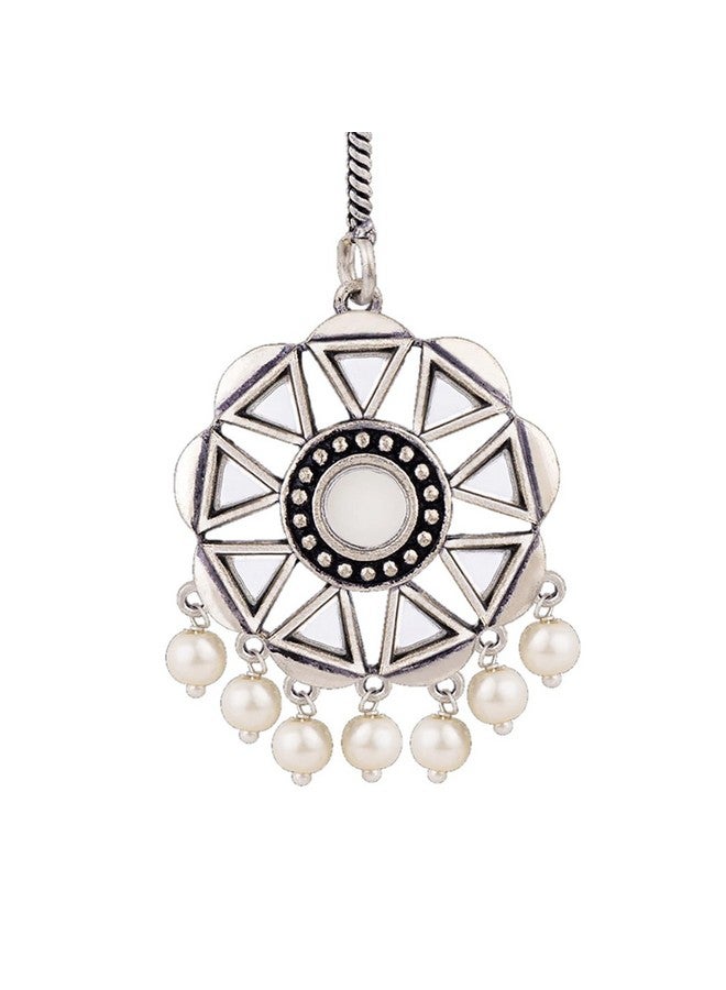 VOYLLA Amaira Spokes and Wheels Maang Tika|Oxidised Maangtika For Women|EveryDay|Festive|Wedding|Gift For Women| - Image 1
