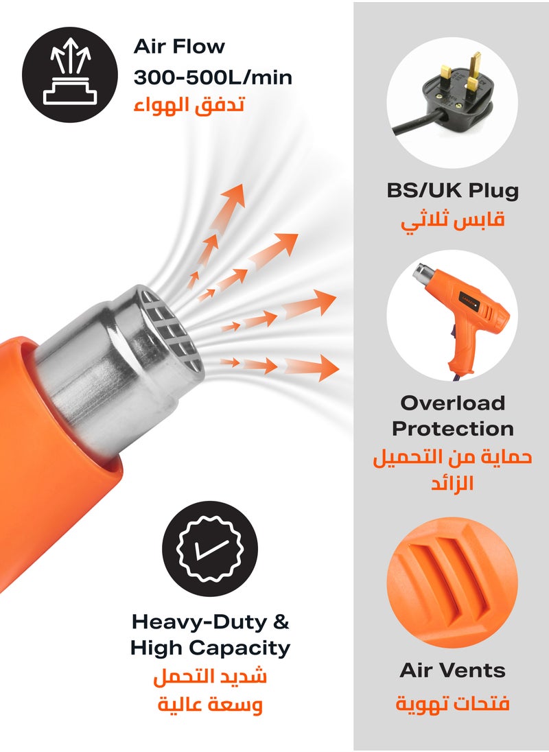 LAWAZIM Heat Gun -1600W Dual Temperature - Paint Stripping Varnish Removal Adhesive Removal Drying Defrosting Softening and Forming in Home Improvement Crafting Projects Automotive Repair and Wrapping  - Image 5