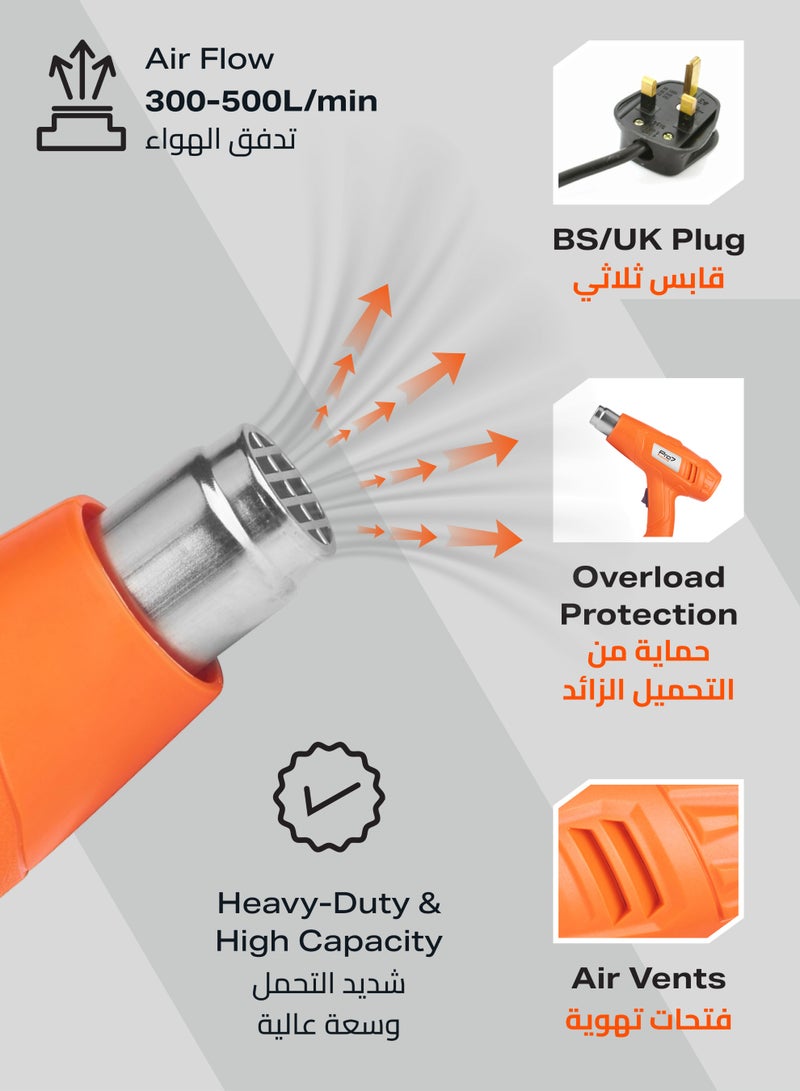 LAWAZIM Heat Gun -1600W Dual Temperature - Paint Stripping Varnish Removal Adhesive Removal Drying Defrosting Softening and Forming in Home Improvement Crafting Projects Automotive Repair and Wrapping - Image 5