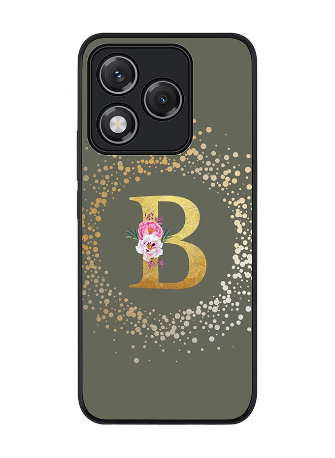 Stylizedd For Honor 400 Lite Case,Slim fit Camera Protection, Shockproof Thin Phone cover  - Custom Monogram Floral - B  (Olive Green )
