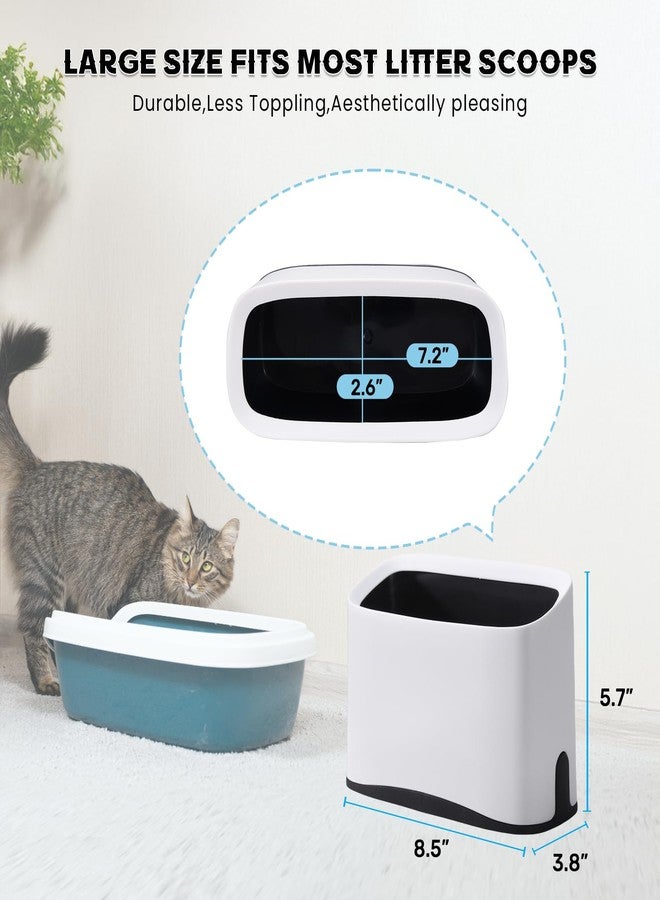 PETOCAT Cat Litter Scoop Holder Universal Scooper Storage Caddy for Most Kitty Poop Shovel, Durable Removable Pet Pooper Stand for Plastic / Metal Waste Scoops, Double-Layer Mini Desktop Trash Can - L White - Image 3