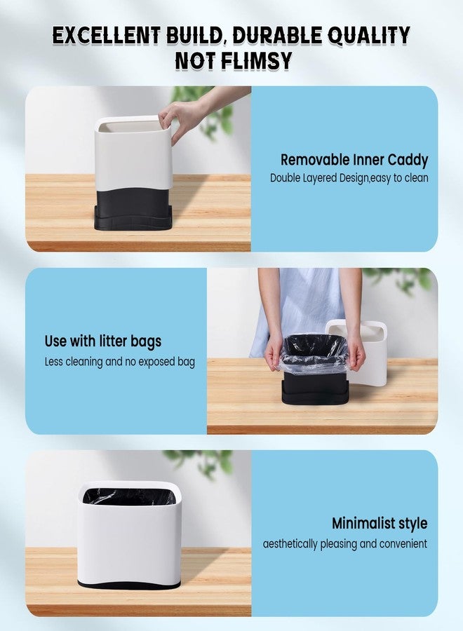 PETOCAT Cat Litter Scoop Holder Universal Scooper Storage Caddy for Most Kitty Poop Shovel, Durable Removable Pet Pooper Stand for Plastic / Metal Waste Scoops, Double-Layer Mini Desktop Trash Can - L White - Image 4