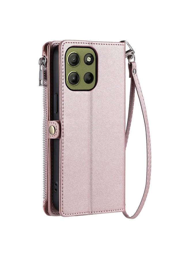 S-TOP Case For Motorola Moto G15 Leather Stitching Multi-card Slot Zipper Phone Case - Image 3