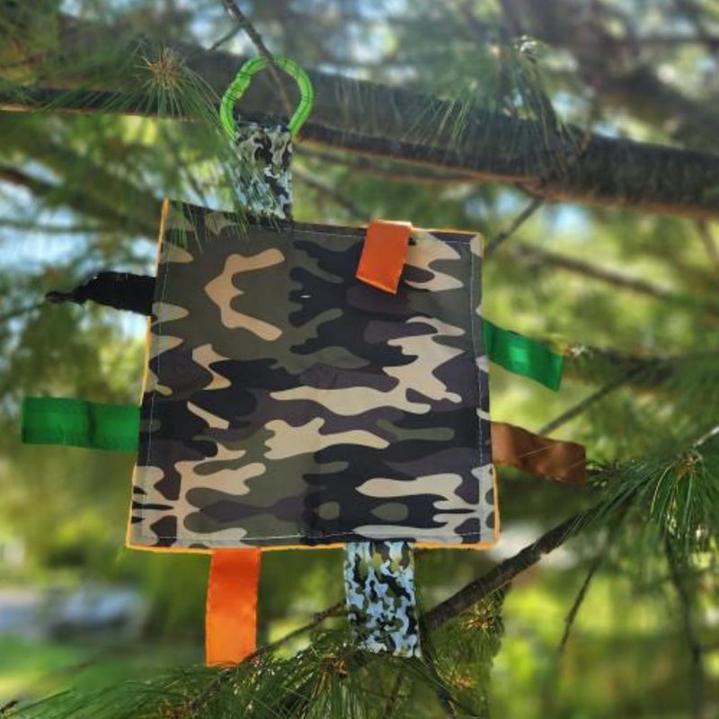 The Learning Lovey Baby Jack  Co 8x8 Hunting Camo Lovey Tag Toys  Baby Crinkle Toys  Crinkle Toys for Baby  Soft  Safe  Learn Shapes  Colors  Ideal Baby Toy  BPA Free wStroller Clip - Image 2