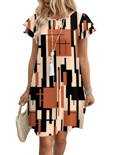 OFEEFAN Plaid Dresses for Women 2026 Spring Summer Sundresses Beach Vacation Boho Clothes Hawaiian Casual Outfits Print 08 L - Image 5
