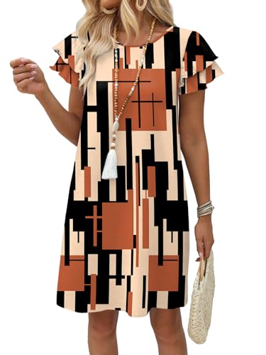 OFEEFAN Plaid Dresses for Women 2026 Spring Summer Sundresses Beach Vacation Boho Clothes Hawaiian Casual Outfits Print 08 L - Image 3