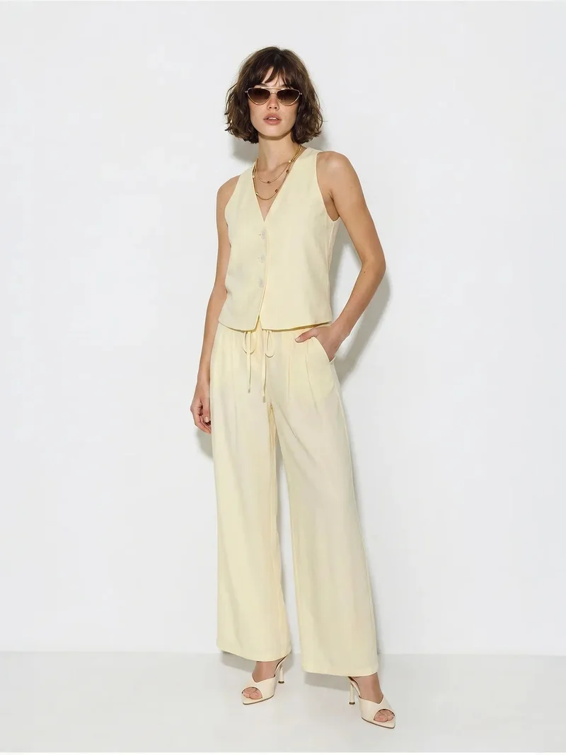 بيانكو لوتشي LUCCI Cotton Vest And Wide-Leg Trousers Set