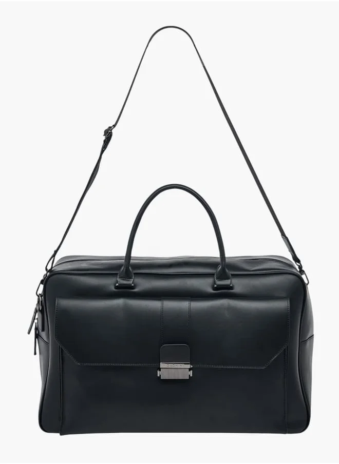 دوتشيني Men Solid Duffle Bag with Detachable Strap and Zip Closure