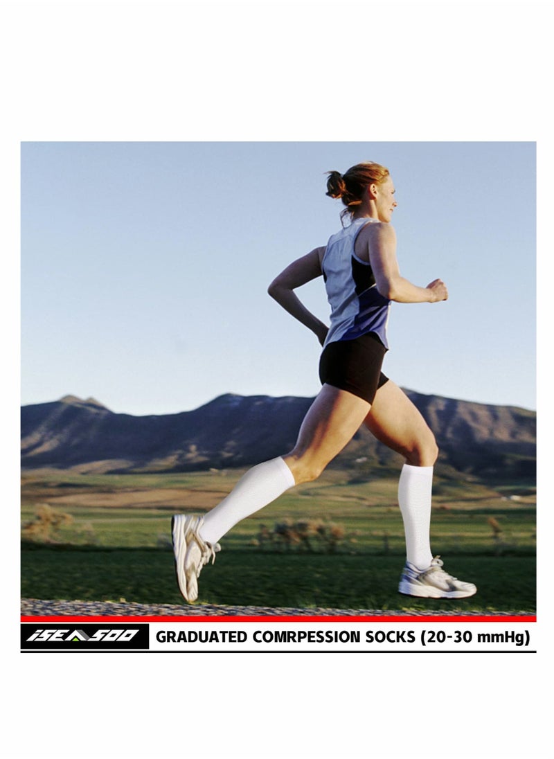 Excefore - Compression Socks, 4 Pairs for Women and Men, 20-30 mmHg is Best for Athletic, Travel, Running, Fitness, Reduce Calf Pain Faster Recovery L/XL - Image 1