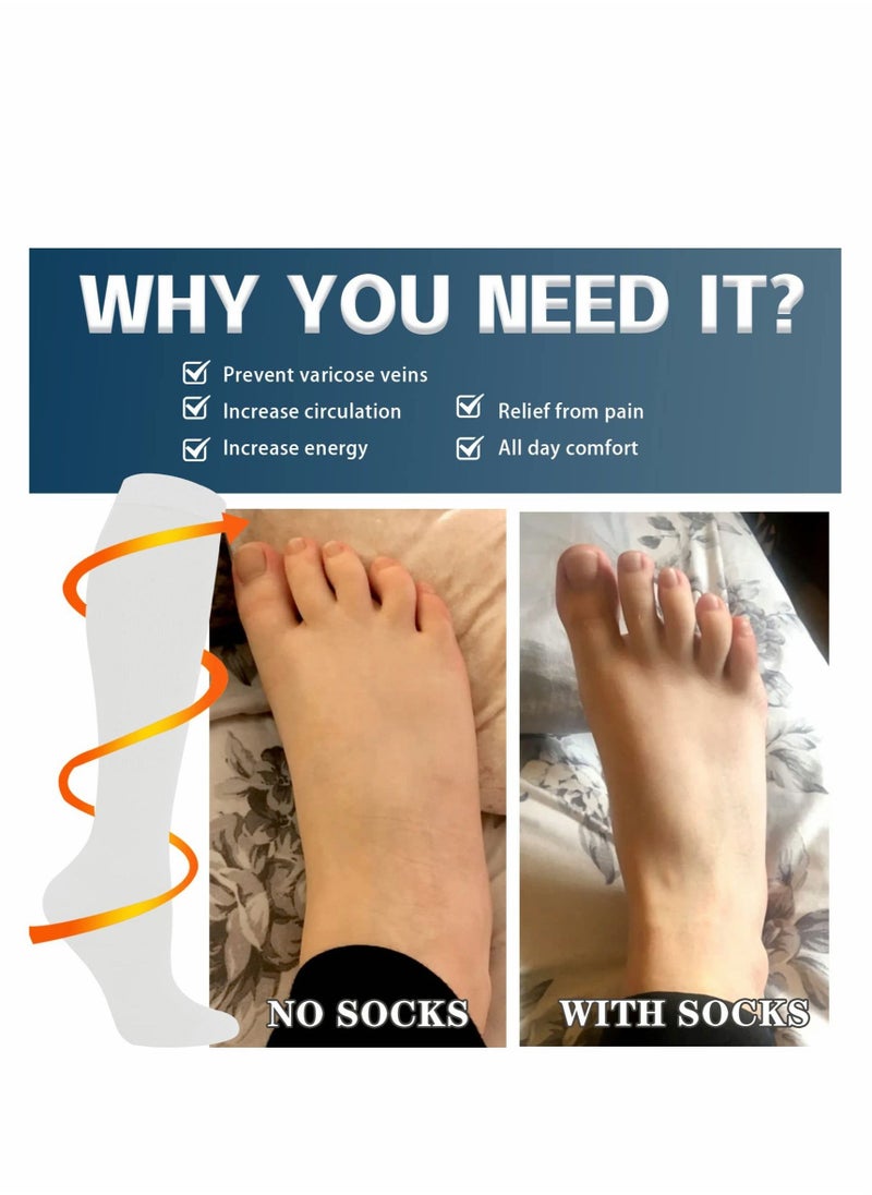 Excefore - Compression Socks, 4 Pairs for Women and Men, 20-30 mmHg is Best for Athletic, Travel, Running, Fitness, Reduce Calf Pain Faster Recovery L/XL - Image 1