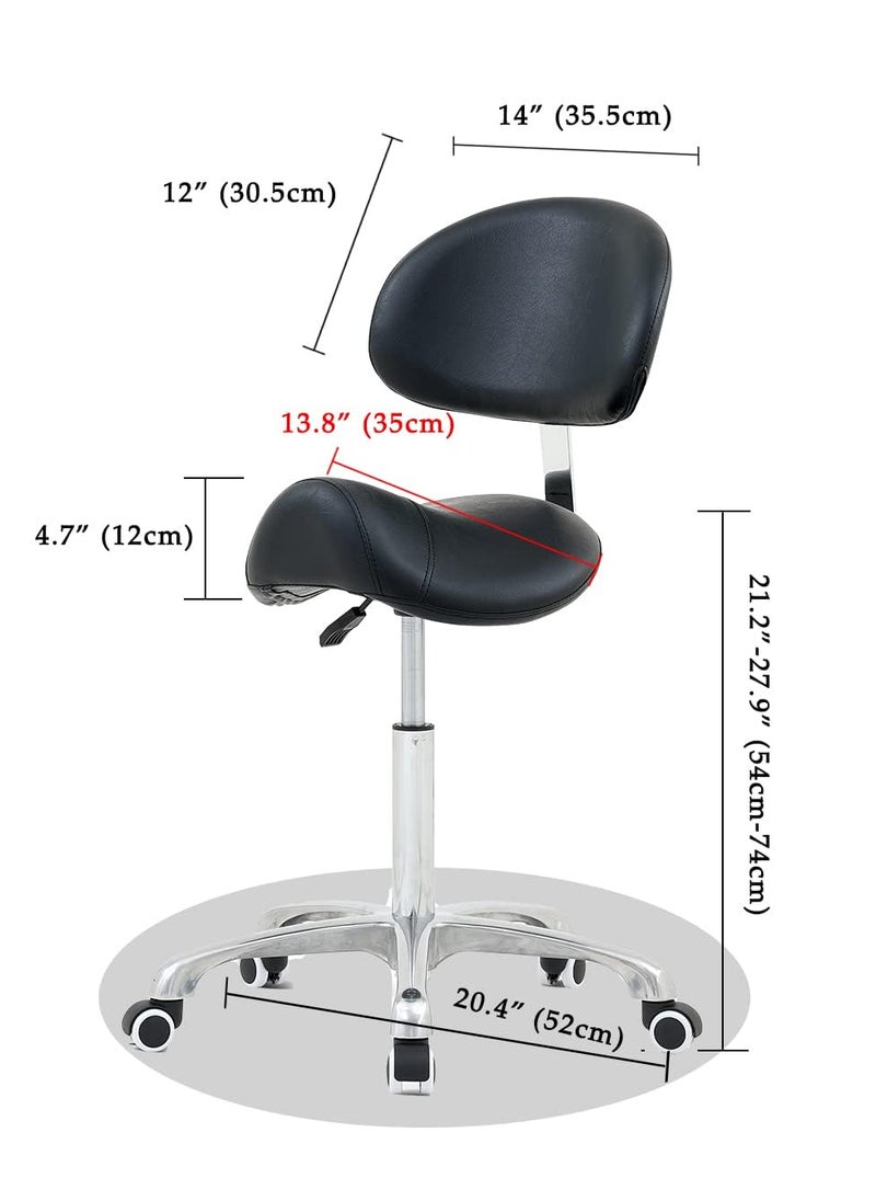Tattoo Gizmo Tattoo Gizmo Saddle Rolling Chair with Backrest, Adjustable Hydraulic for Clinic Dentist, Spa Massage, Salons, Tattoo Studio  - Image 2