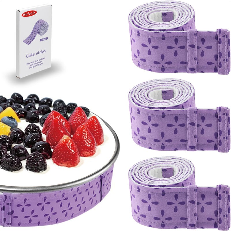 Hufopik 3-Piece Cake strips for even baking, Baking strips for cake pans, Baking Supplies and Cake leveler - Image 1