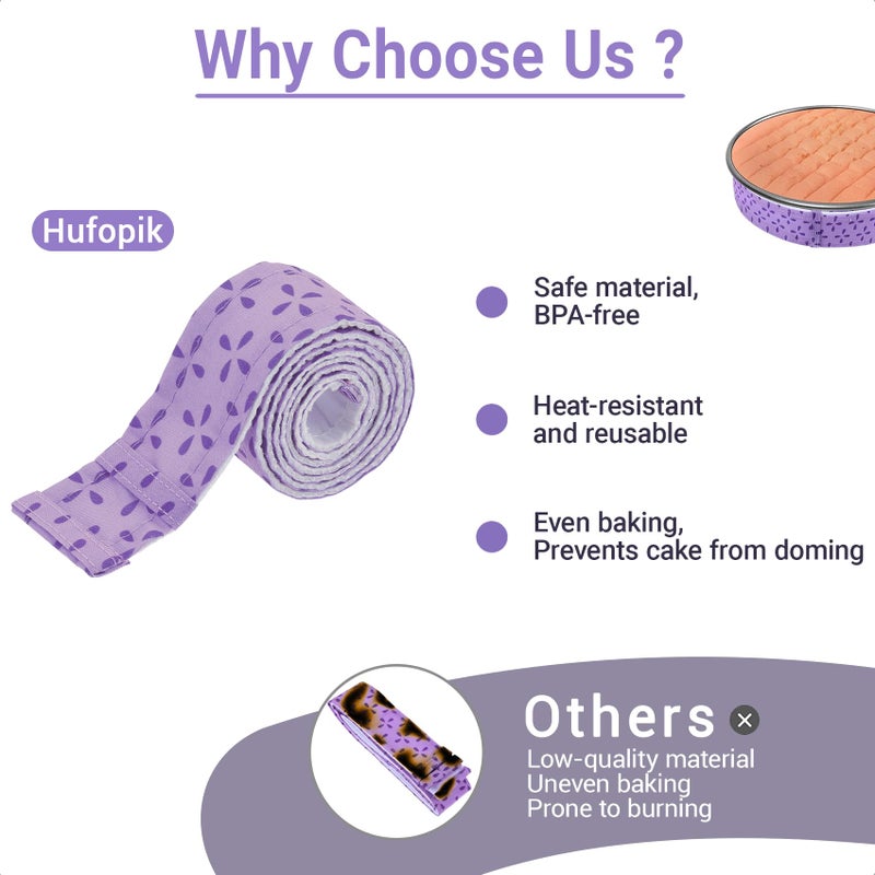 Hufopik 3-Piece Cake strips for even baking, Baking strips for cake pans, Baking Supplies and Cake leveler - Image 3