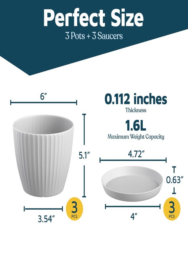 لايف ماستر مجموعة من 12 وعاء زراعة أبيض مقاس 6 بوصات مع فتحات تصريف وأطباق، مناسبة للنباتات المنزلية والأعشاب والزهور، للاستخدام الداخلي والخارجي، مصنوعة من مواد متينة ومقاومة للعوامل الجوية، قابلة للتكديس، خفيفة الوزن، بتصميم بسيط. - Image 2