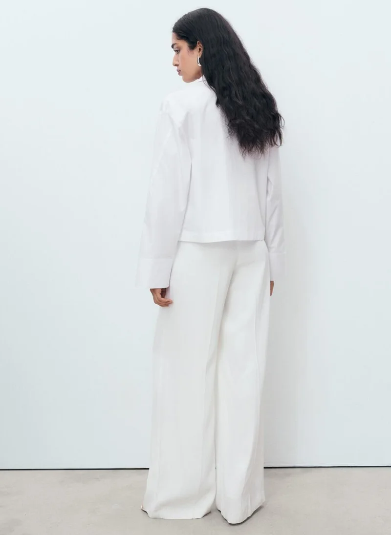 MANGO Cropped poplin shirt