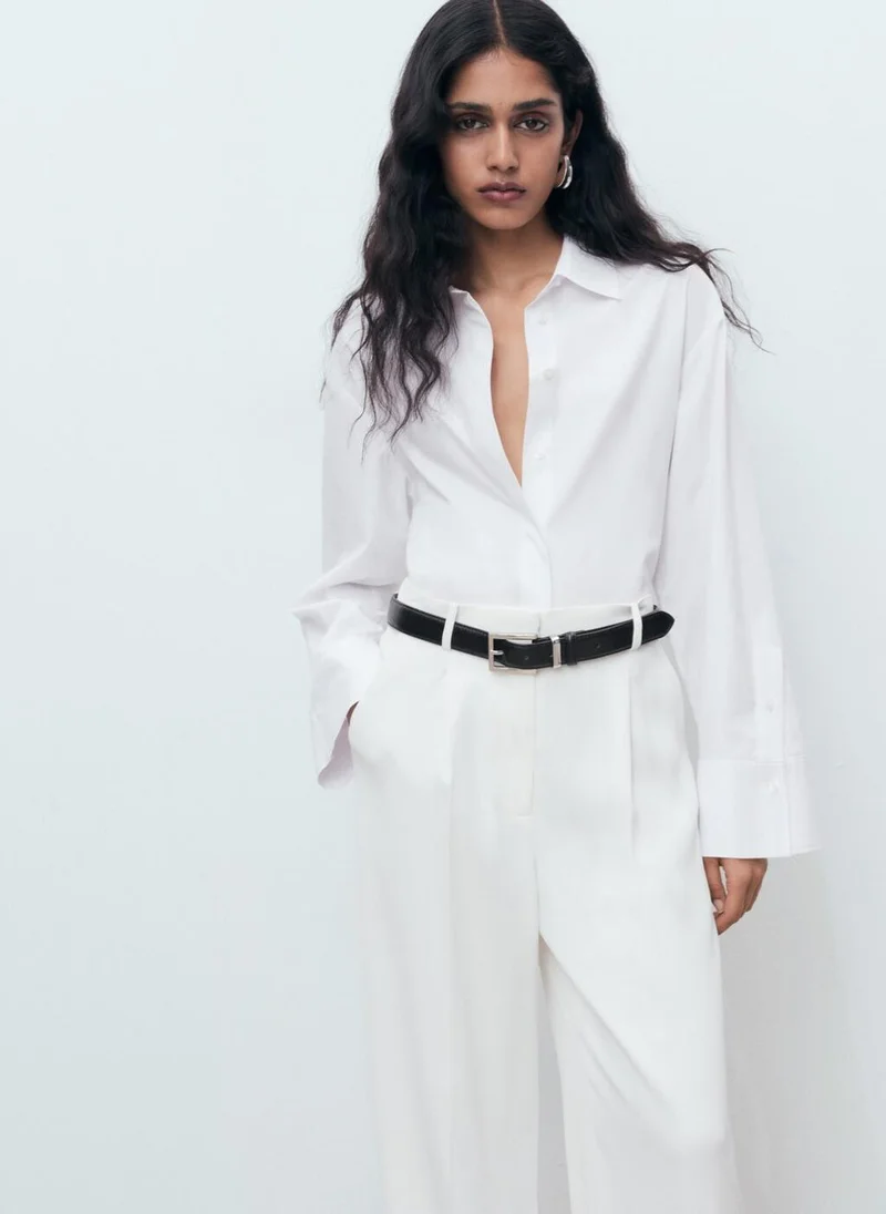 MANGO Cropped poplin shirt