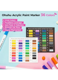 Ohuhu Ohuhu Acrylic Paint Markers 36 Colors: Dual Tips (Fine & Dot) Paint Pens High Opacity Acrylic Markers Waterproof Lightfast for Rock Painting Easter Eggs Wood Glass Ceramic Canvas  - Image 2