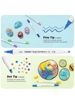 Ohuhu Ohuhu Acrylic Paint Markers 36 Colors: Dual Tips (Fine & Dot) Paint Pens High Opacity Acrylic Markers Waterproof Lightfast for Rock Painting Easter Eggs Wood Glass Ceramic Canvas  - Image 3