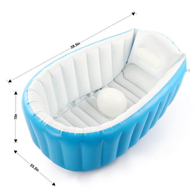 PRYFIL Baby Inflatable Bathtub, Portable Infant Toddler Bathing Tub Non Slip Travel Bathtub Mini Air Swimming Pool Kids Thick Foldable Shower Basin with Air Pump, for Baby Kids 0 to 3 Years - Image 3