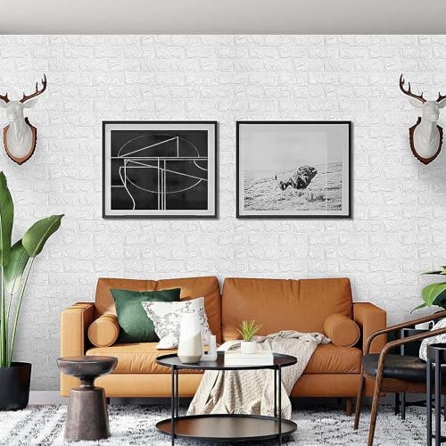 Rylan Self-Adhesive Waterproof PE Foam 3D Wall Panels Wallpaper Sticker for Bathroom, Living Room, and Home Decoration (70 x 77cm, Appx. 5.8Sq Feet)-1 Piece-White - Image 4