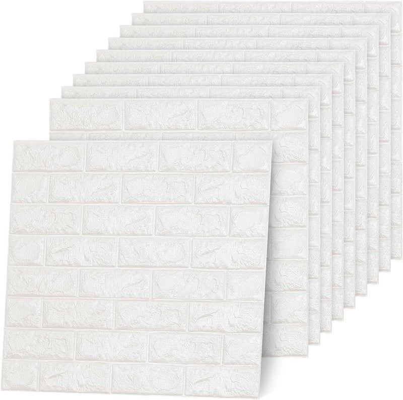 Rylan Self-Adhesive Waterproof PE Foam 3D Wall Panels Wallpaper Sticker for Bathroom, Living Room, and Home Decoration (70 x 77cm, Appx. 5.8Sq Feet)-1 Piece-White - Image 5