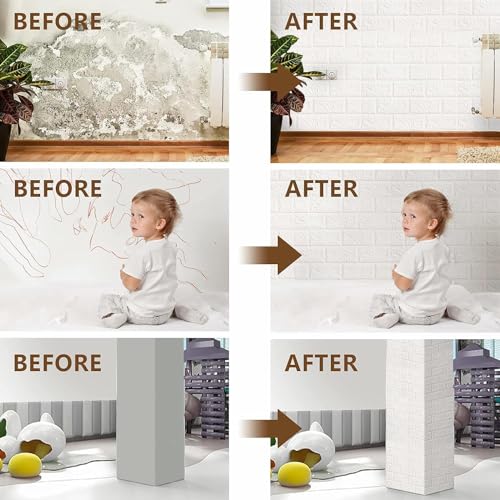 Rylan Self-Adhesive Waterproof PE Foam 3D Wall Panels Wallpaper Sticker for Bathroom, Living Room, and Home Decoration (70 x 77cm, Appx. 5.8Sq Feet)-1 Piece-White - Image 2