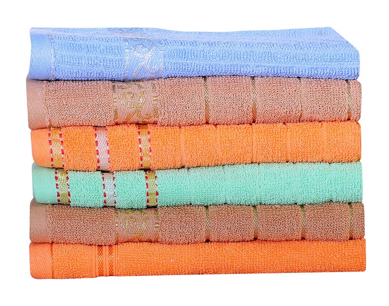 Outlay Home 100% Cotton Skin Friendly 6 Pieces Hand Towel Set - 14 x 21 Inches (Multicolor) - 6 Pcs - Image 2