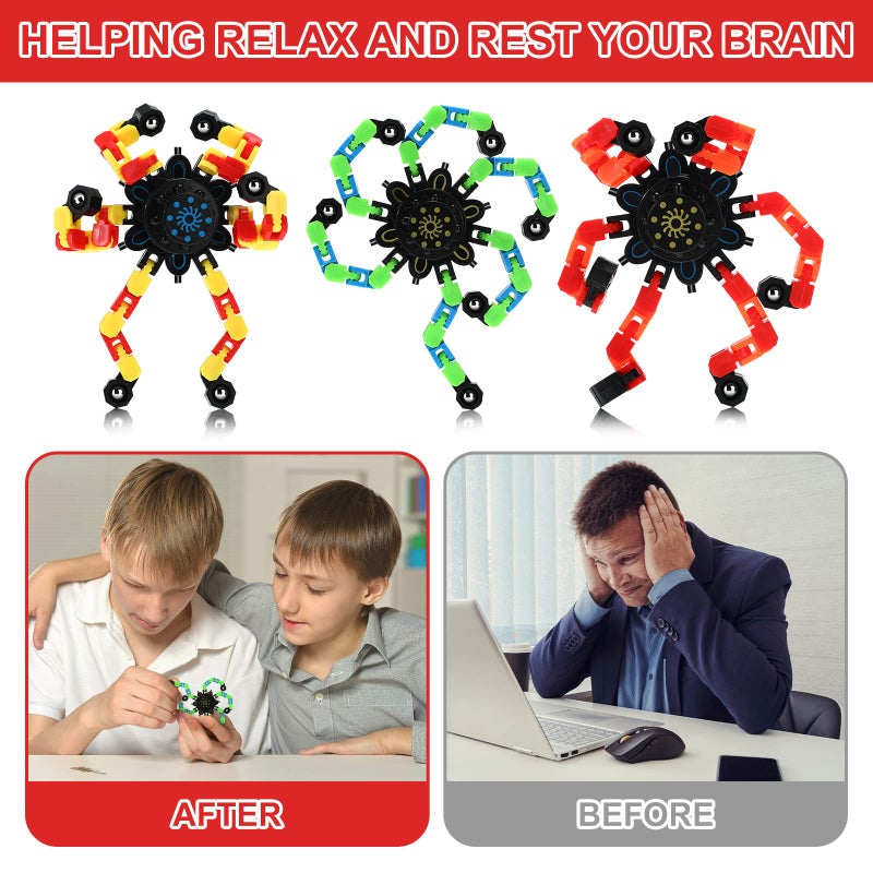 Jerify 40 Pack Funny Sensory Fidget Toy Transformable Chain Robot Finger Toy DIY Deformation Robot Mechanical Spinners Stress Relief Autistic Gifts for Adult Teen Prize Stuffer Party Favor (Classic) - Image 4