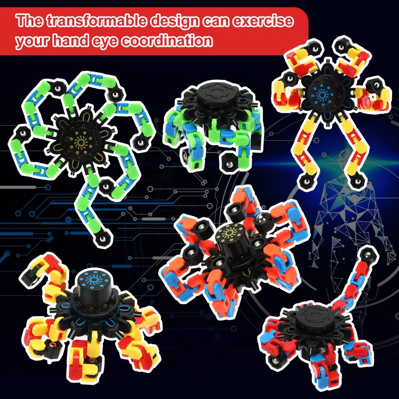 Jerify 40 Pack Funny Sensory Fidget Toy Transformable Chain Robot Finger Toy DIY Deformation Robot Mechanical Spinners Stress Relief Autistic Gifts for Adult Teen Prize Stuffer Party Favor (Classic) - Image 3