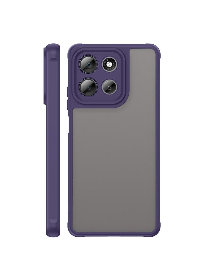 Wtech Motorola Moto G56 5G 2025 Hybrid TPU Silicone with Raised Camera Slim Armour Case Cover (MCAPSA) - Clear/Eggplant Purple - Image 5