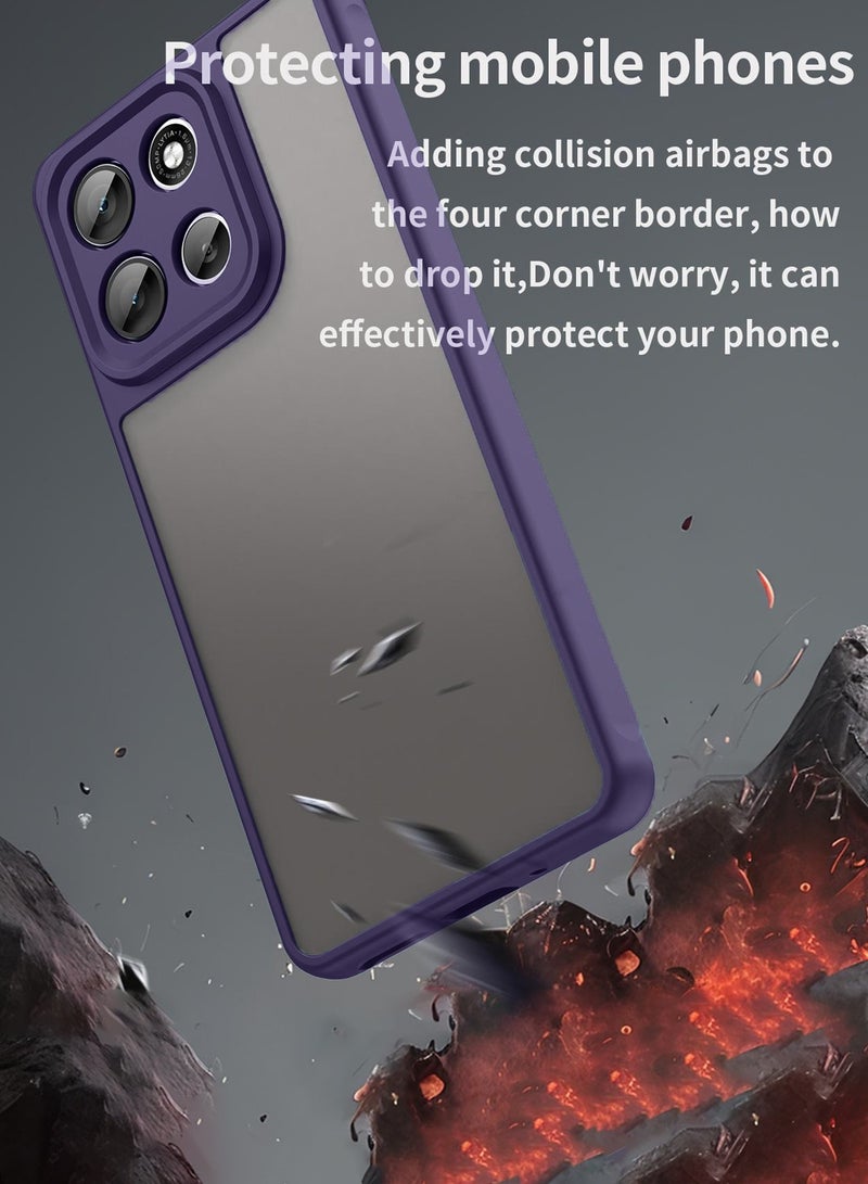 Wtech Motorola Moto G56 5G 2025 Hybrid TPU Silicone with Raised Camera Slim Armour Case Cover (MCAPSA) - Clear/Eggplant Purple - Image 3