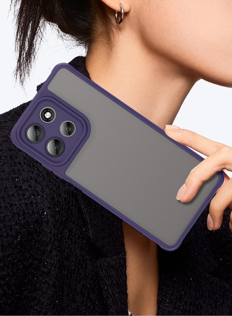 Wtech Motorola Moto G56 5G 2025 Hybrid TPU Silicone with Raised Camera Slim Armour Case Cover (MCAPSA) - Clear/Eggplant Purple - Image 2