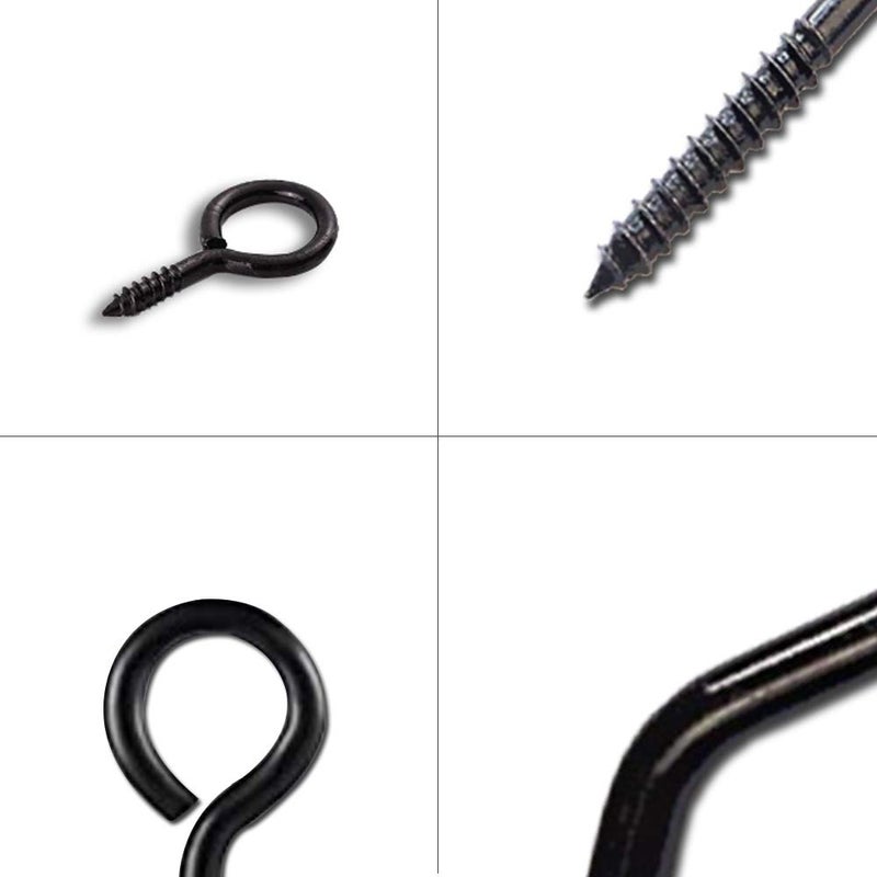 ECKJ Store 191pcs Screw Eyes Zinc Plated Metal Eye Hook Screw Self Tapping Screws Includes 9 Sizes Color Black - Image 5