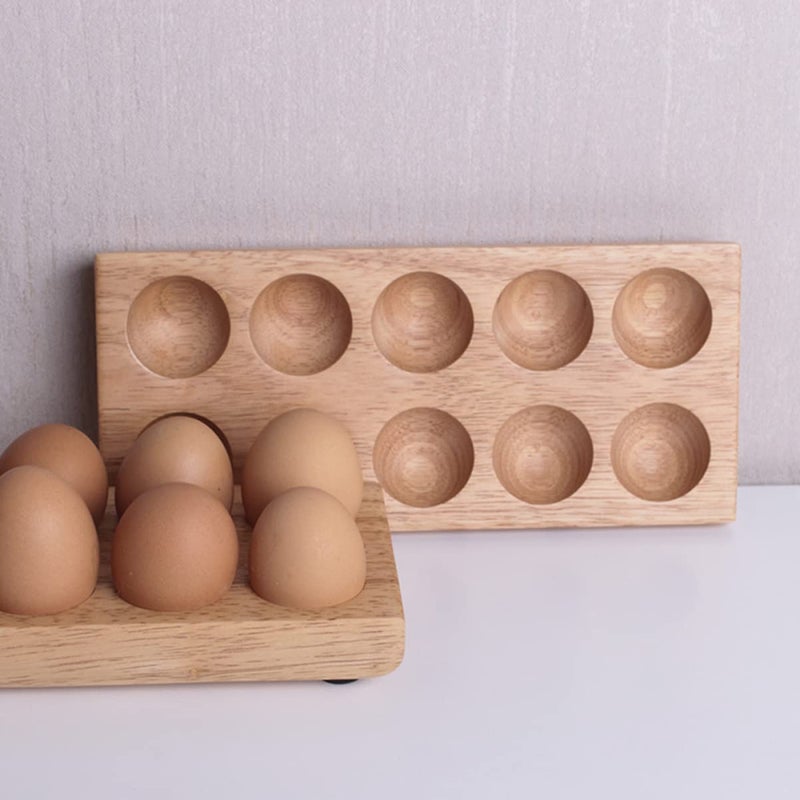 Rubberwood Egg Holder Storage Rack For Refrigerator With Slots And Organization - Image 5