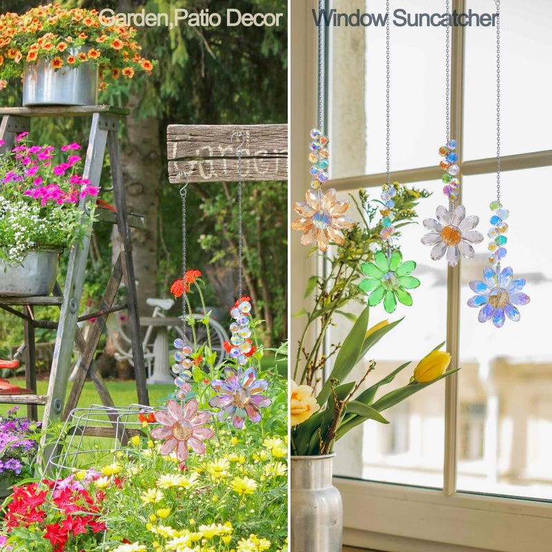 LUMITI 6pcs Crystal Sunflower Suncatchers Hanging Ornaments, Rainbow Maker Sun Catchers Indoor Window Outdoor Patio Garden Decor Gifts (Multicolor) - Image 5