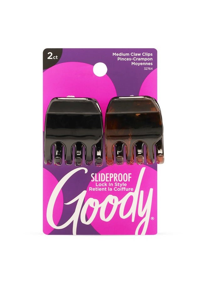 Goody Classics Medium Claw Clips, Black and Brown Colors - Great for Easily Pulling Up Your Hair - Pain-Free Hair Accessories for Women, Men, Boys and Girls, 2 Count (Pack of 1) - Image 1