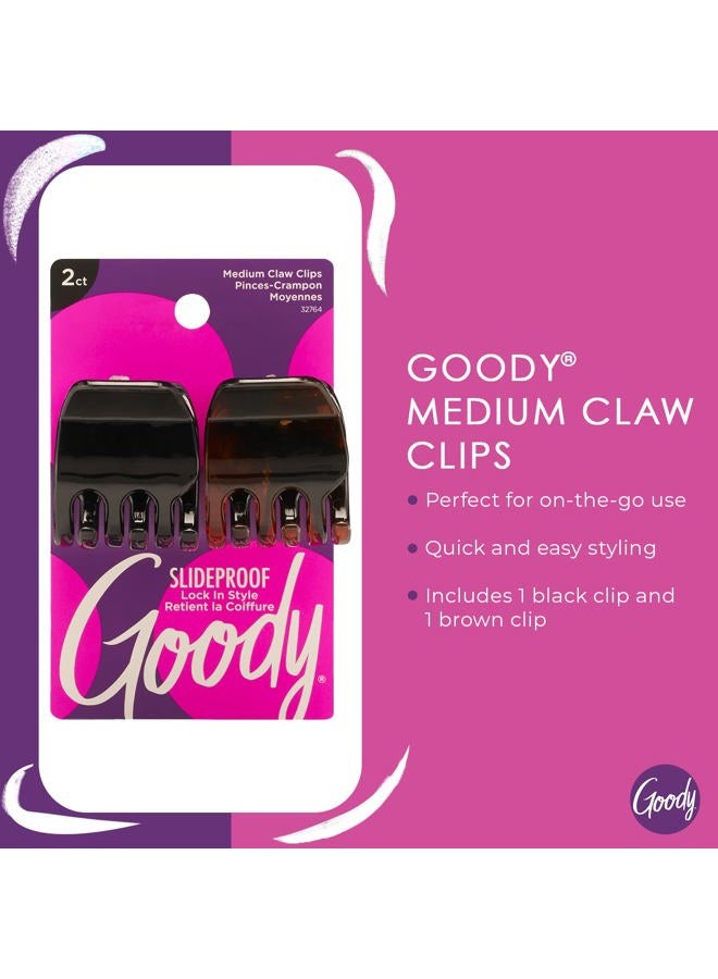 Goody Classics Medium Claw Clips, Black and Brown Colors - Great for Easily Pulling Up Your Hair - Pain-Free Hair Accessories for Women, Men, Boys and Girls, 2 Count (Pack of 1) - Image 2