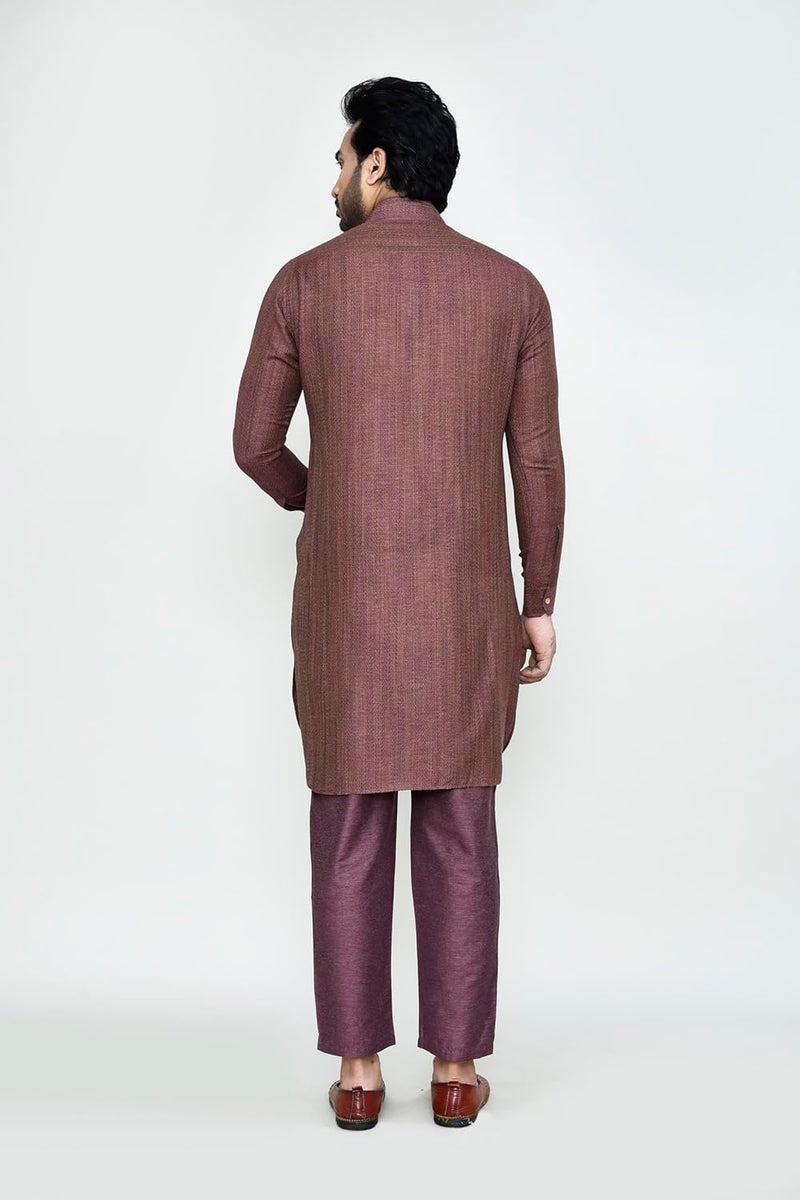 Polyfab Hathkargha Men's Traditional Kurta Pajama Set - Solid Pattern Ethnic Wear with Full Sleeves & Buttoned Neck - Image 2