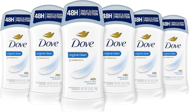 Dove Invisible Solid Antiperspirant Deodorant Stick for Women, Original Clean, 2.6 Ounce, Pack of 6 - Image 1
