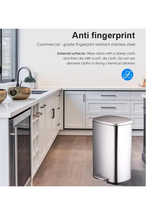 AKC 50 LTR Stainless Steel Pedal Trash Bin | Soft-Close Lid & Fingerprint-Resistant Finish | Hands-Free Waste Disposal for Kitchen, Bathroom & Office | Durable, Stylish & Easy to Clean - Image 3