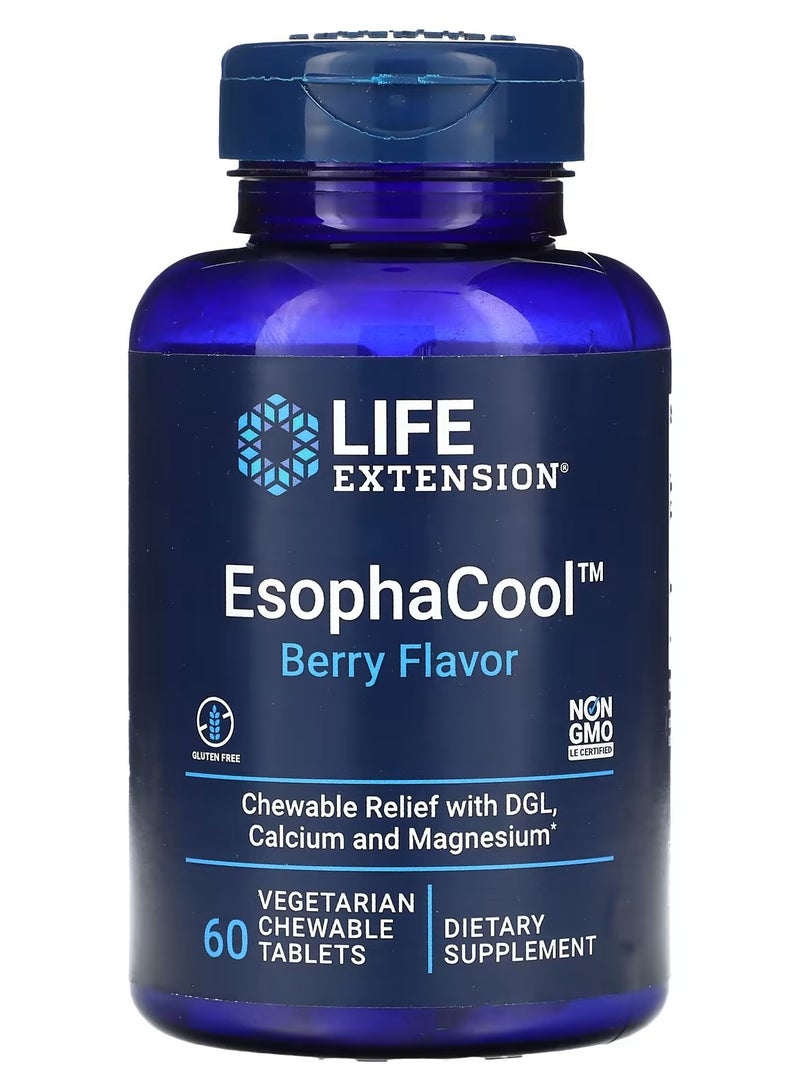 Life Extension, EsophaCool, Berry, 60 Vegetarian Chewable Tablets - Image 1