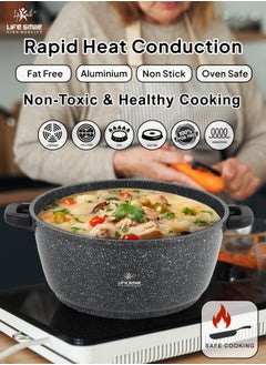 Life Smile Detachable Granite Coating Cookware Set-51 Pcs, Non-Stick Induction Base Pots ,Pans And Cutlery set include Frying pan with lid,Saucepan with lid,Wok Pan,Stockpot,Steamer pot,Cutlery set with Holder,Oven Cake pans,Spatula,Oven gloves,Placemat  - Image 4