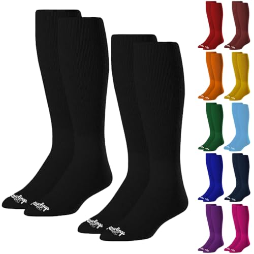 Rawlings Womens Athletic Baseball Socks 2 Pair Black Small US - Image 1