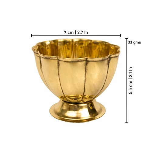 Spillbox Brass Chandhan | Kumkum | Turmeric | Sandal | Haldi | Bowl | Pooja | Puja | Holder | Roli | Stand | Multipurpose for Temple Home - Lotus Chandhan Bowl (5) - Image 3